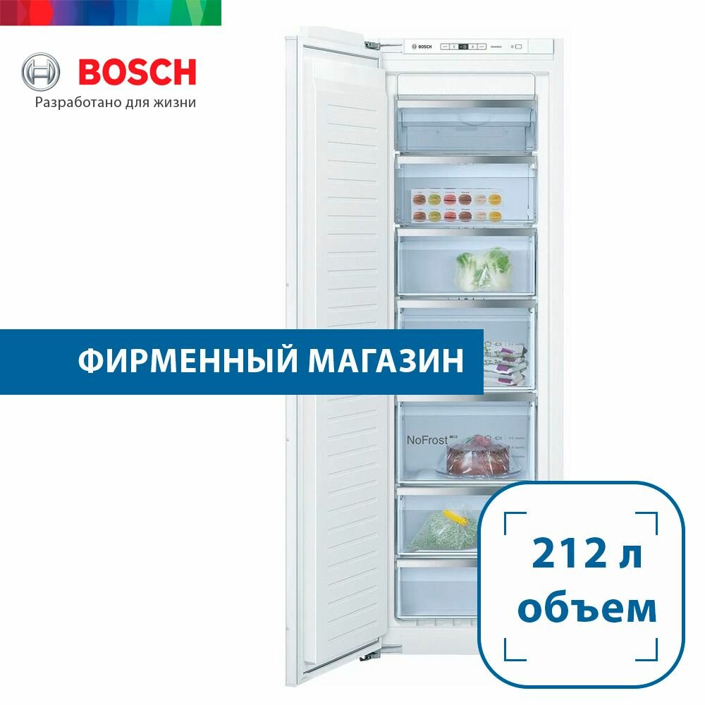 Встраиваемая морозильная камера Bosch GIN81AEF0U, 235 л, 7 ящиков, А+, белый