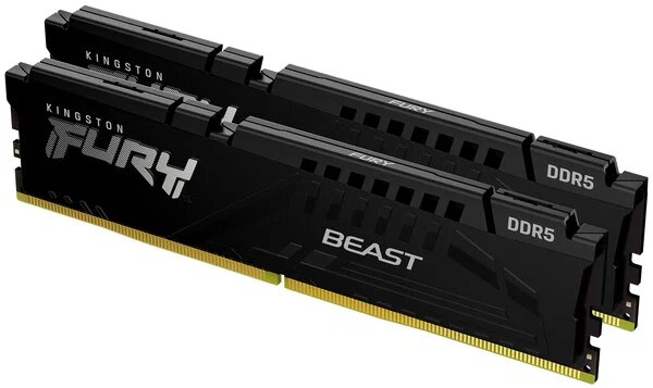 Оперативная память для компьютера 32Gb (2x16Gb) PC5-44800 5600MHz DDR5 DIMM CL40 Kingston FURY Beast Black (KF556C40BBK2-32)