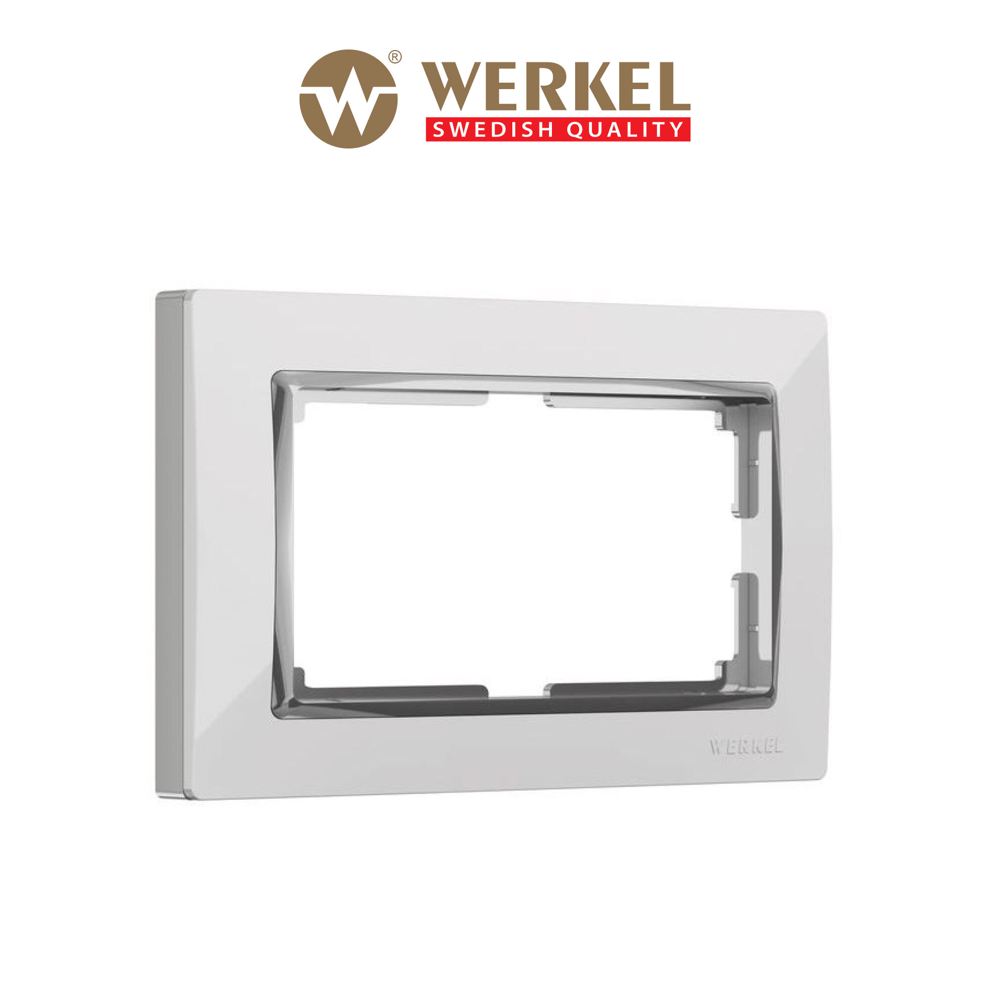 Рамка Werkel W0081901/ Рамка для двойной розетки Snabb (белый/хром), Белый,