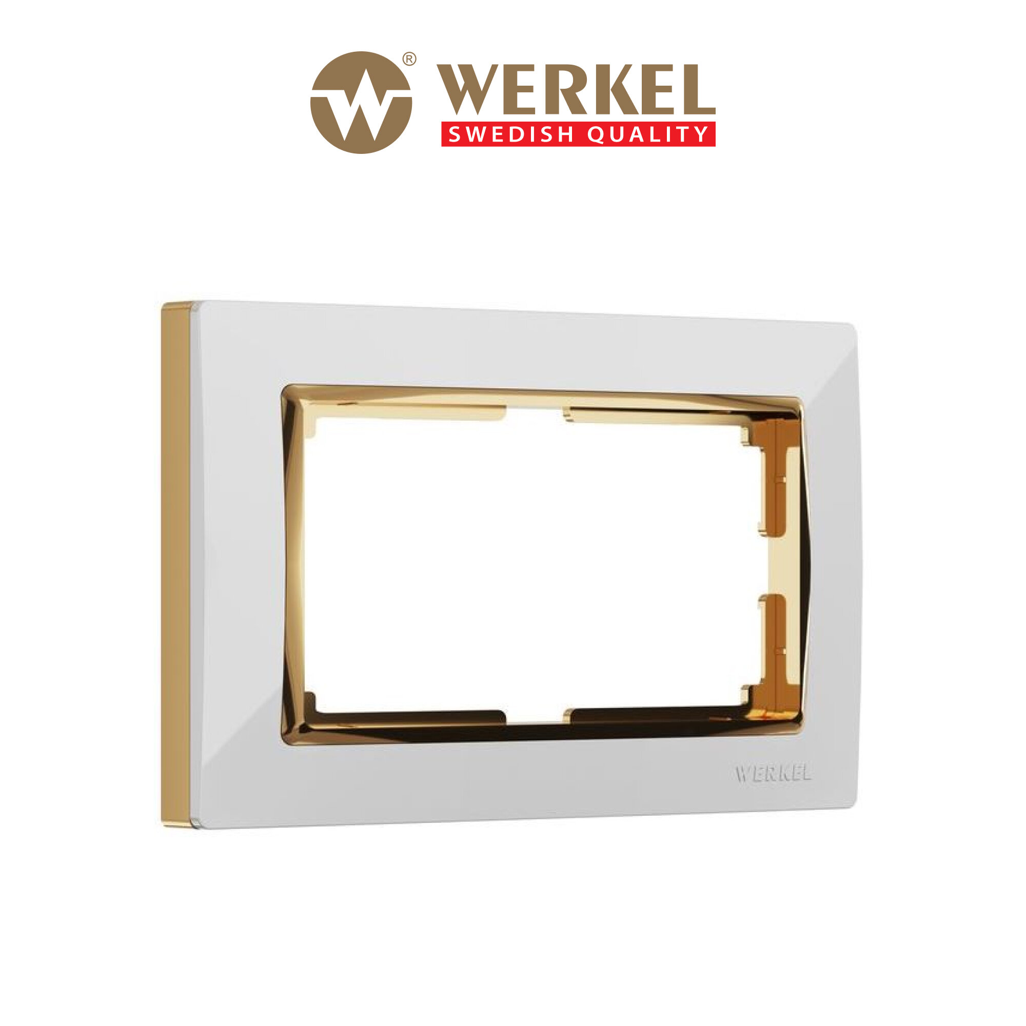 Рамка из пластика для двойной розетки Werkel Snabb W0081933 белый/золото