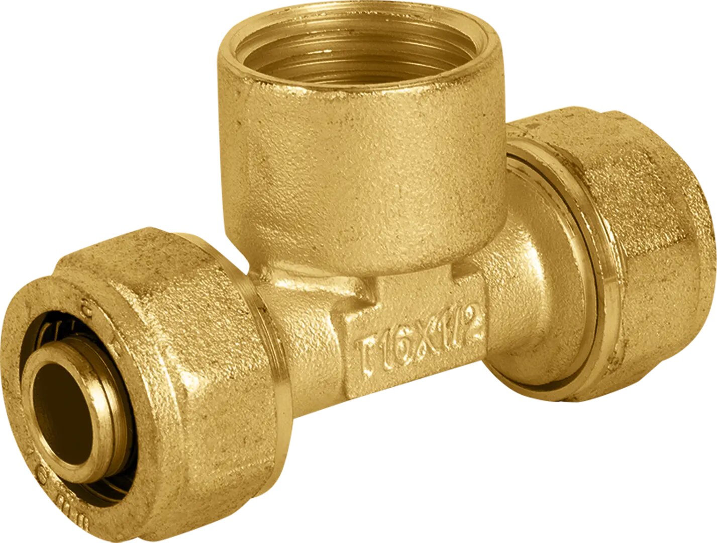 Тройник комбинированный Aquabeam 16x1/2x16 мм ВР латунь ABO.332. Y.160416