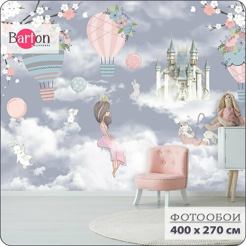 Фотообои на стену флизелиновые 3d Детские Принцесса Зайчик Замок 400х270 см Barton Wallpapers K199-V