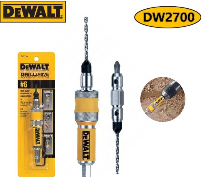фото Сверло DEWALT DW 2700 2 в 1, сверло для зенковки по дереву 6 мм.