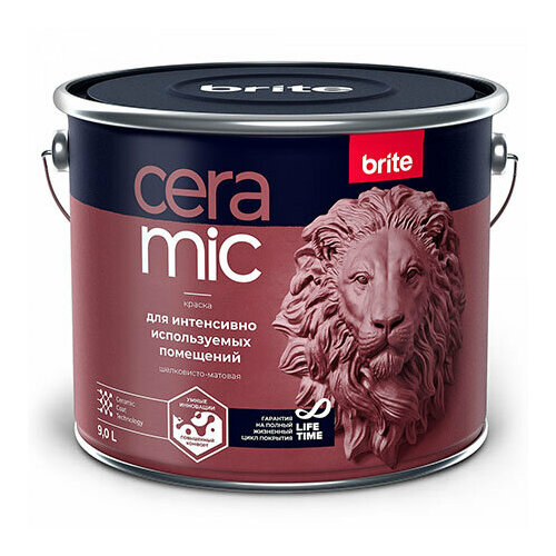 BRITE CERAMIC краска для интенсивно используемых помещений, шелковисто-матовая, база С (9л)