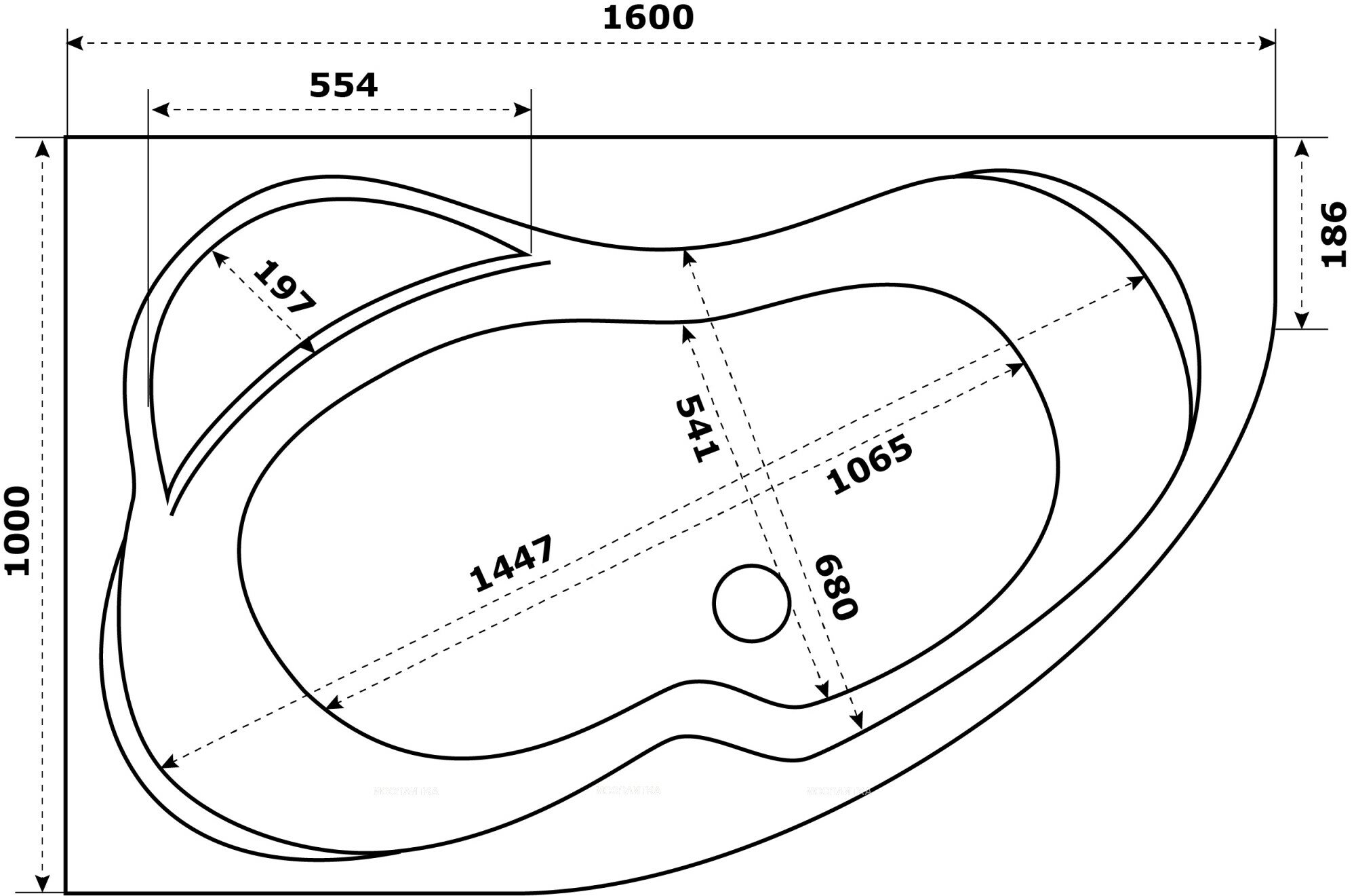 Ванна Azario Микона 160х100 правая (МИВ0002)