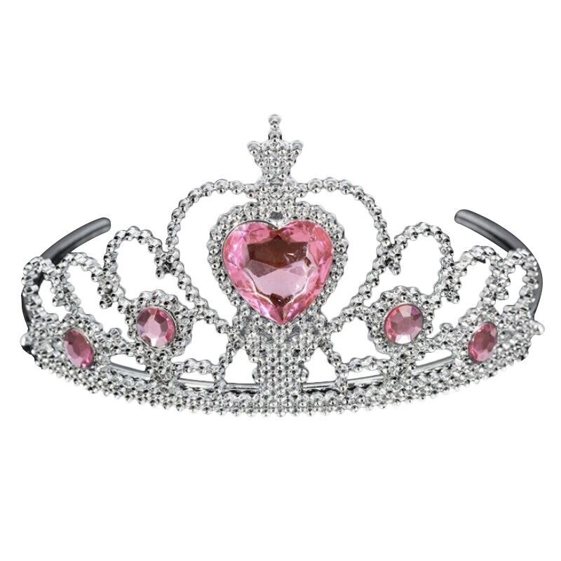 Корона пластиковая  Сердце  Серебро Розовый  16 7 5 см  1 шт 