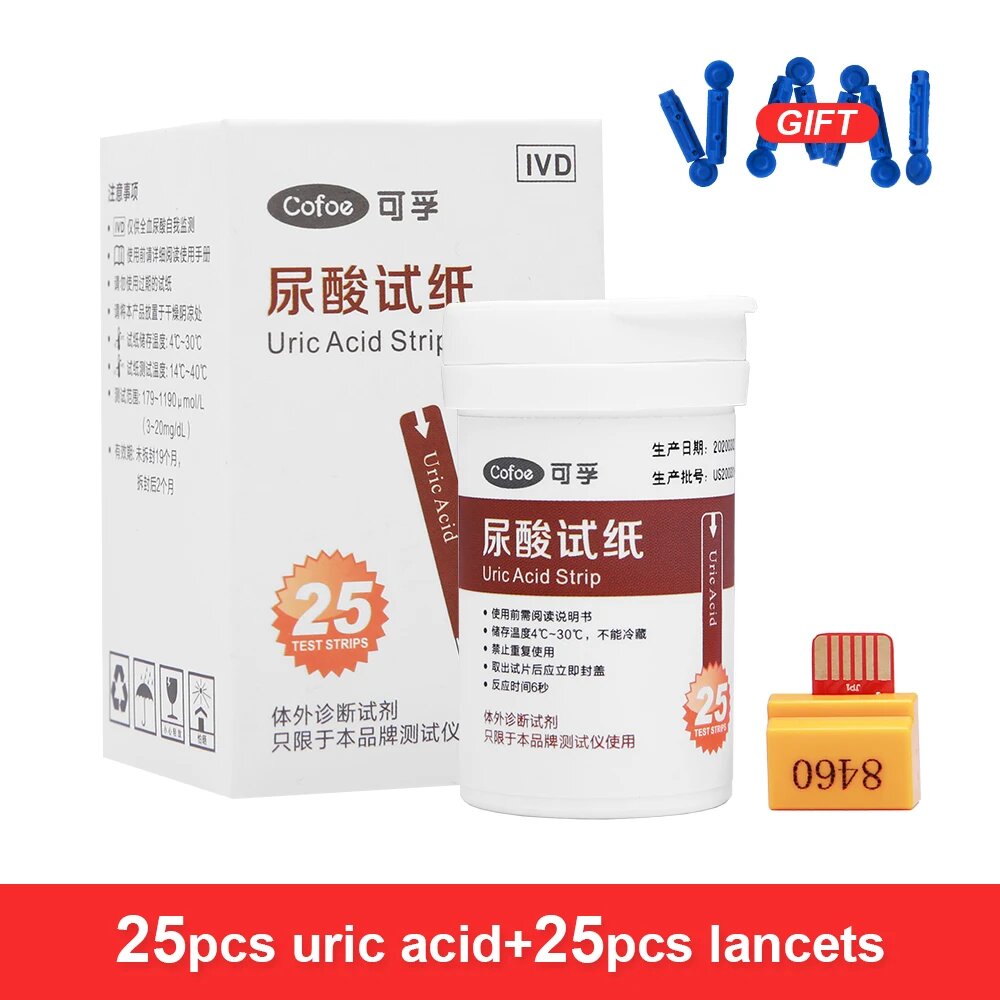 Тестполоски Cofoe RFXT01 3 в 1 холестерин глюкоза мочевая кислота 25pcs Uric acid