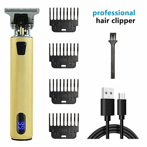 Электрическая машинка для стрижки волос модель T9 с ЖК-дисплеем цвет золотой 75900₽