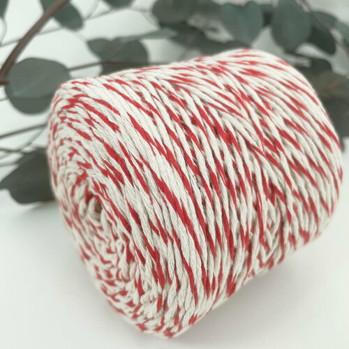 Верёвка праздничная Dolly Hobby красно-белая 2 мм 100 метров для упаковки подарков 262₽