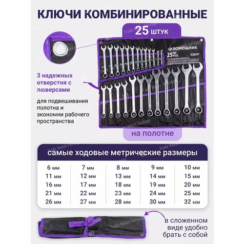 Набор ключей комбинированных, 25 предметов