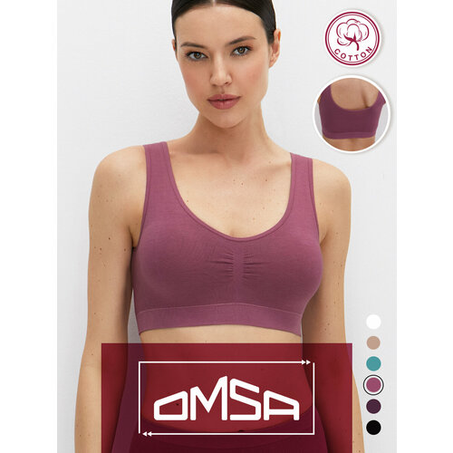 фото Кроп-топ omsa omsa cotton, 1 шт., размер 46 (m), коралловый