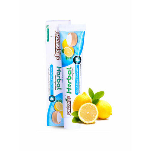 Индийская зубная паста Соль и Лимон Говиндая (Salt and Lemon toothpaste Govindaya) Отбеливающая От кариеса 100 г