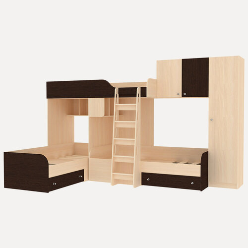 Изображение товара Кровать чердак Трио 2 Дуб Молочный Венге
