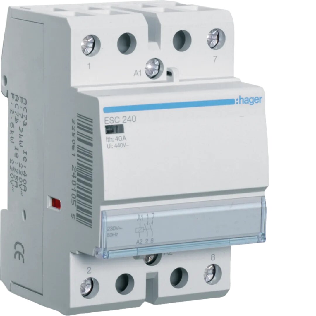 Контактор (DIN-рейка) Hager ESC 2P 2НЗ 63 А AC7a тип 32 А AC7b тип [ESC264]