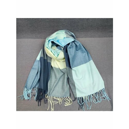 фото Палантин cashmere для женщин,80 см, серый, голубой, желтый