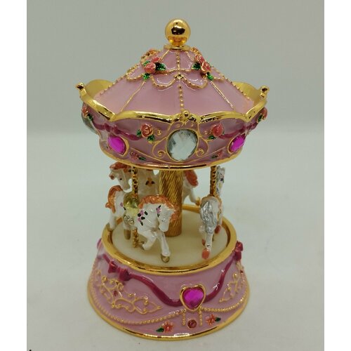 Яйцо фаберже КАРУСЕЛЬ МУЗЫКАЛЬНАЯ голубая артикул 2218 3400₽