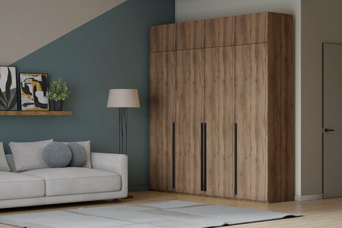 Изображение товара Шкаф распашной МебельЛэнд24 Лорена Пакс - 4 с антресолью Дуб Табачный 190x50x230 для одежды четырехдверный