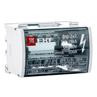 Шина EKF / ЕКФ PROxima N нулевая в корпусе, 2×7 100А, sn0-2x7 / соединитель проводов