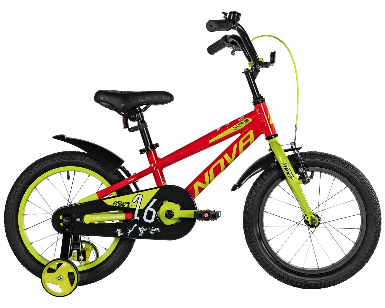 Велосипед Novatrack Extreme 1. V 16 (2025), алюминиевая рама, на рост 98-115 см, красный