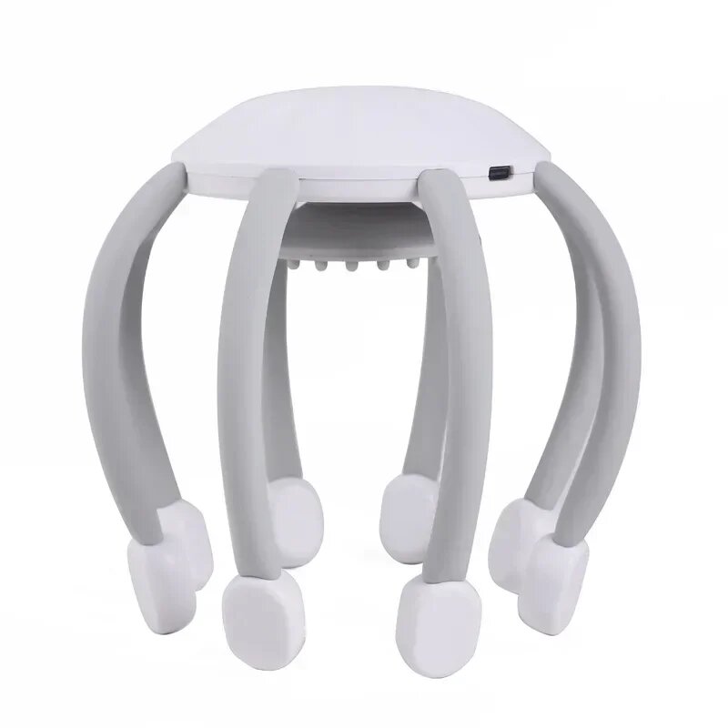 Массажер для головы осьминога, массаж головы, коготь, вибрация, USB, декомпрессия, электрическая релаксация, экстрактор душа встряхивания головы, 8 prongs white