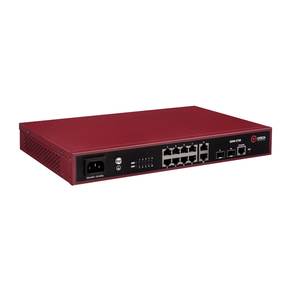 Коммутатор QTECH QSW-3750-10T-AC 8х10/100/1000BASE-T 2х100/1000Base-X SFP