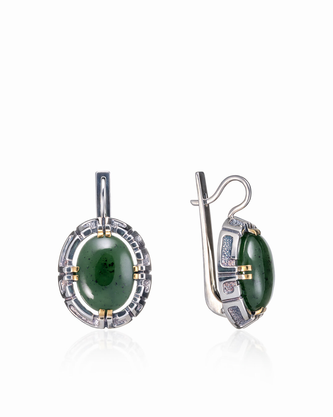 Серьги SARKISSIAN, серебро, 925 проба, нефрит