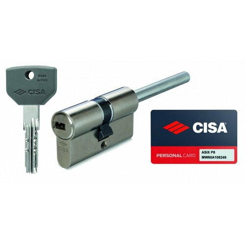 фото Цилиндр cisa 1.0q317.87.0.12sd серии asix p8 ключ-шток 90мм (60х30) никель