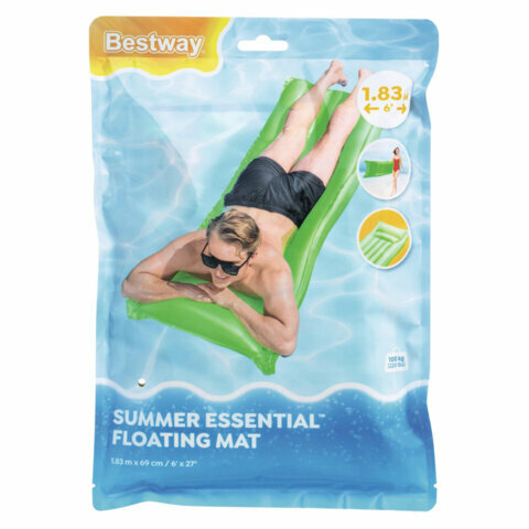 Надувной матрас для плавания "Матовый", 183х69 см, до 100 кг, ассорти, BESTWAY, 44007
