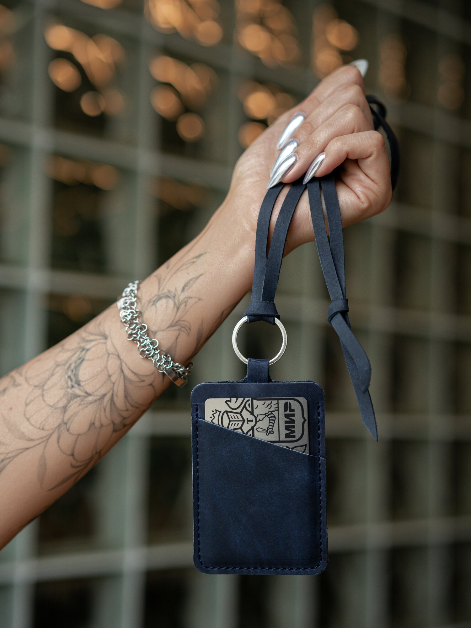 Кожаный картхолдер чехол бейдж для пропуска/Футляр для карт, проездного из натуральной кожи — фото 1