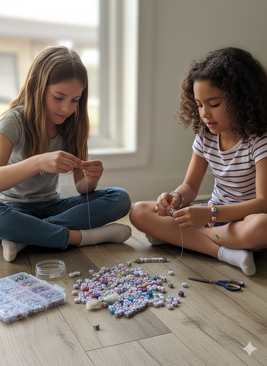 Набор для плетения бисера, бусин, браслетов и брелоков для творчества девочек