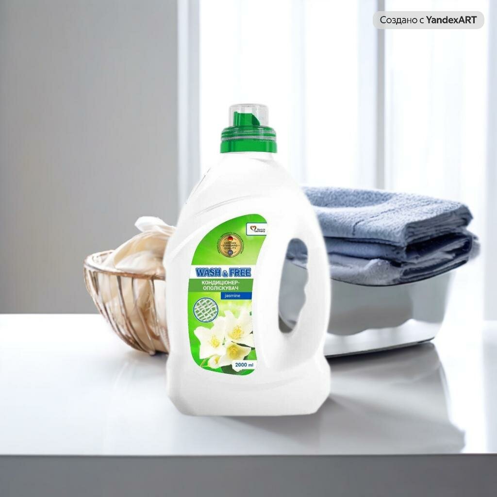 Кондиционер для белья Wash&Free Концентрированный смягчитель тканей, с ароматом жасмина 2000 мл — фото 1