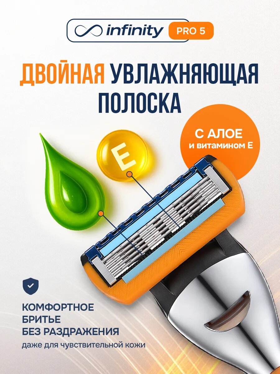Кассеты INFINITY 4 шт, совместимы с GILLETTE Fusion, 5 лезвий — фото 1