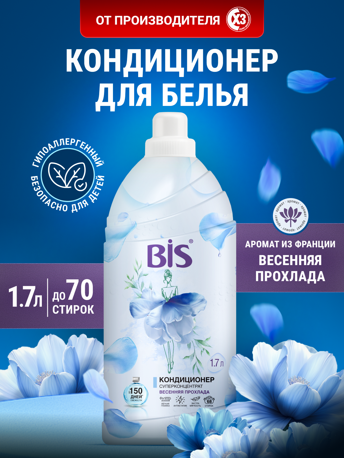 BIS Кондиционер для стирки белья Суперконцентрат Весенняя прохлада 17 л
