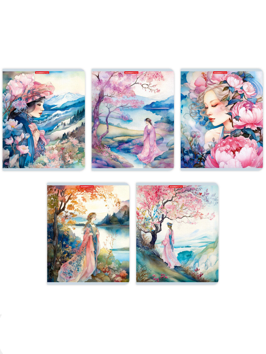 Тетрадь А5, 48л, клетка, "Нежность", 5 шт