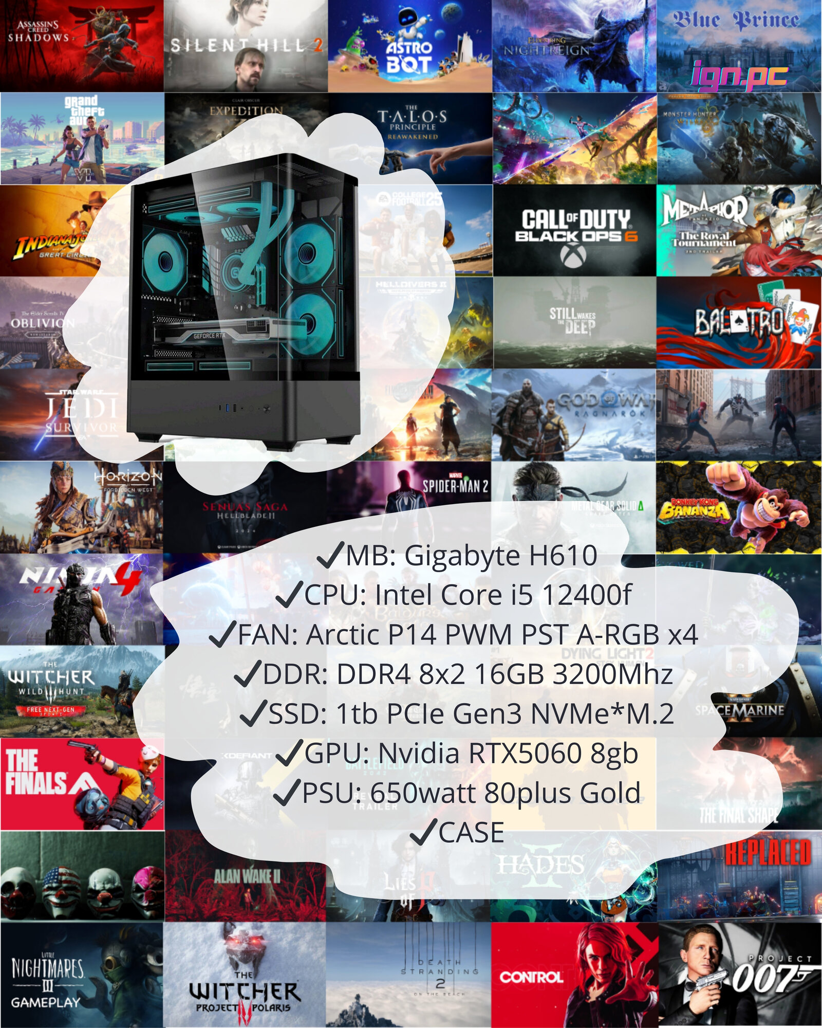 Игровой системный блок на базе Intel Core i5-12400F и GeForce RTX 5060 8GB