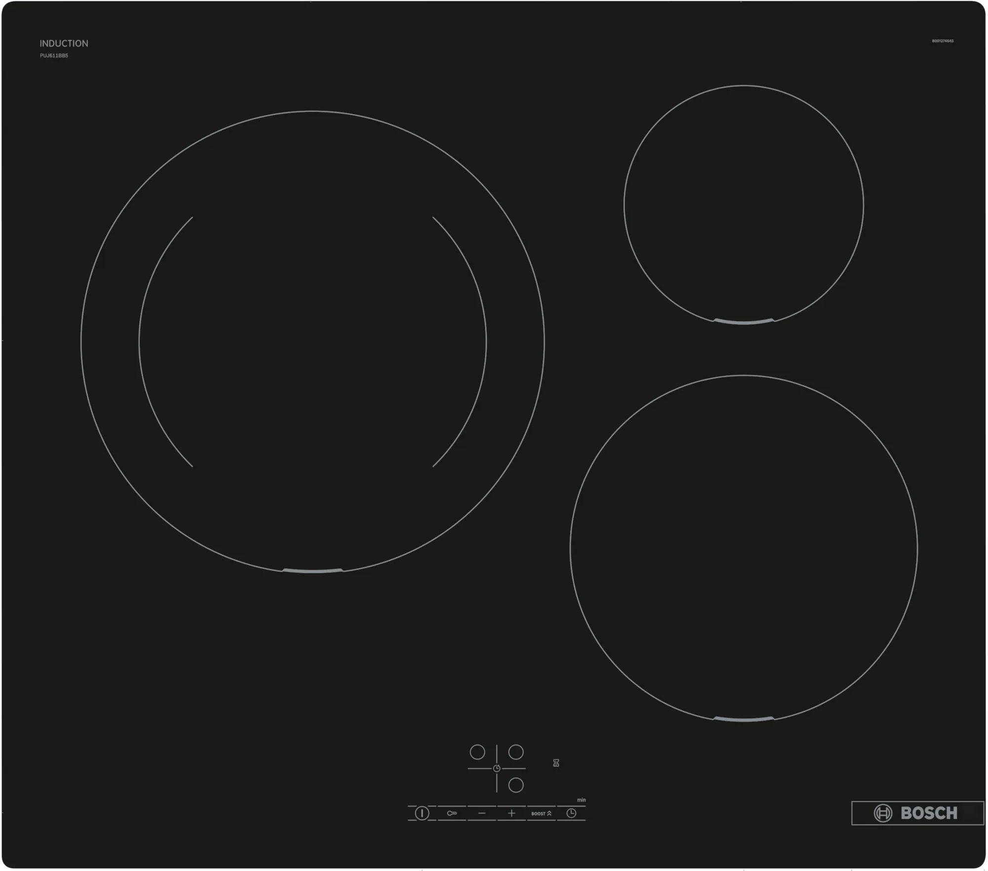 Индукционная варочная панель BOSCH PUJ611BB5E, черный