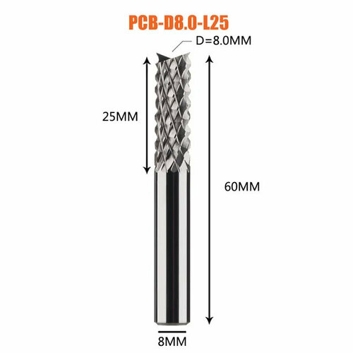 Dreanique рашпильная фреза кукуруза (8x25x60x8) PCB-D8.0-L25 39844