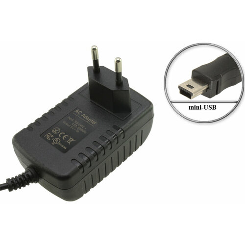 Адаптер (блок) питания 5V, 2A, mini-USB, встроенный кабель, зарядное устройство для мобильной техники - телефонов, планшетов, электронных книг и др.