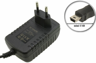 Адаптер (блок) питания 5V, 2A, mini-USB, встроенный кабель, зарядное устройство для мобильной техники - телефонов, планшетов, электронных книг и др.