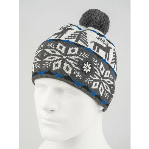 фото Шапка бини oxygon, размер 54/60, белый, серый