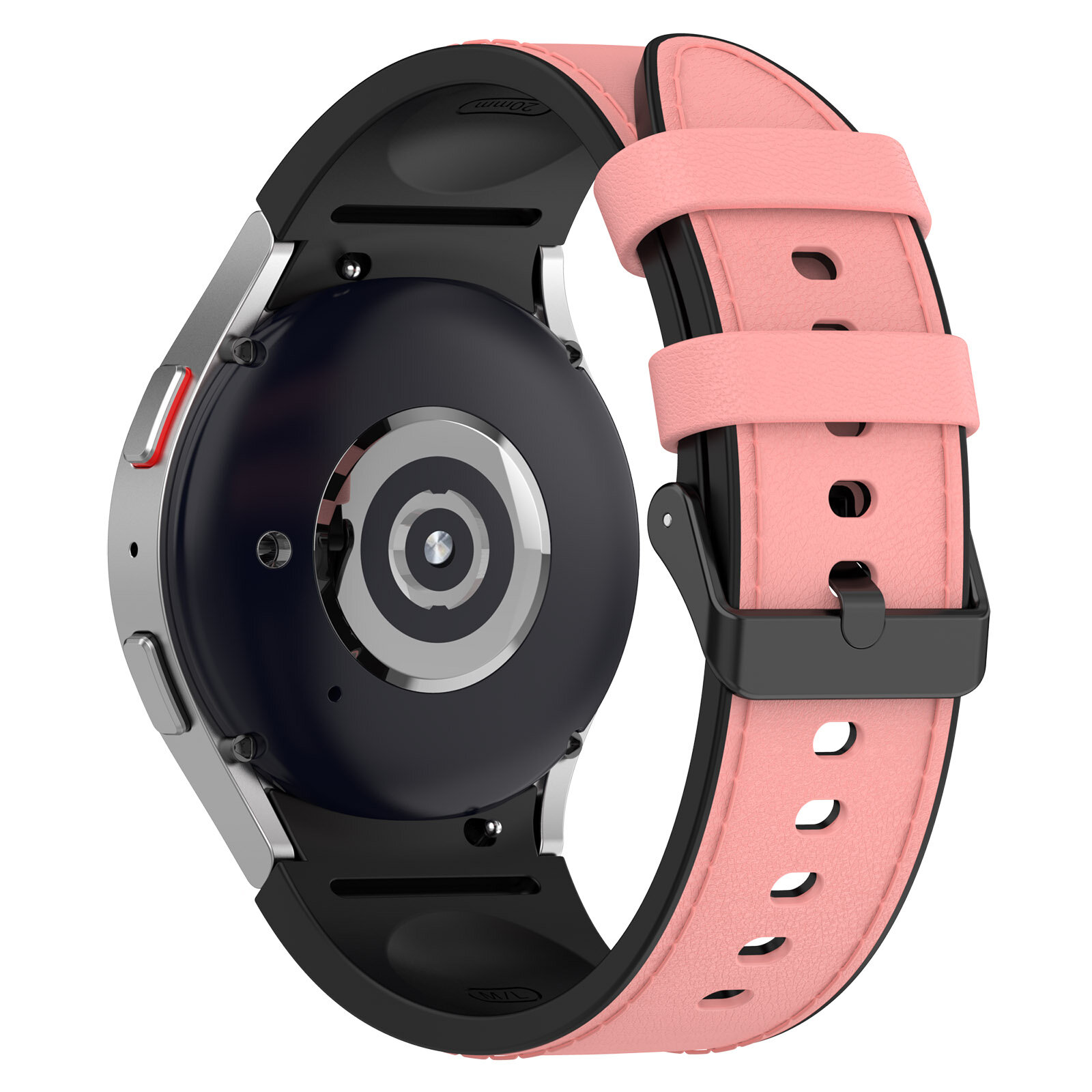 Двухцветный кожаный ремешок для Samsung Galaxy Watch, L, черно-зеленый, черная пряжка — фото 7