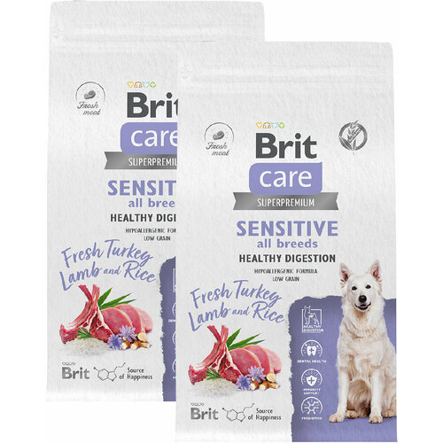 BRIT CARE DOG ADULT SENSITIVE HEALTHY DIGESTION д вз собак с чувств пищев с индейкой и ягненком NEW 3 + 3 кг