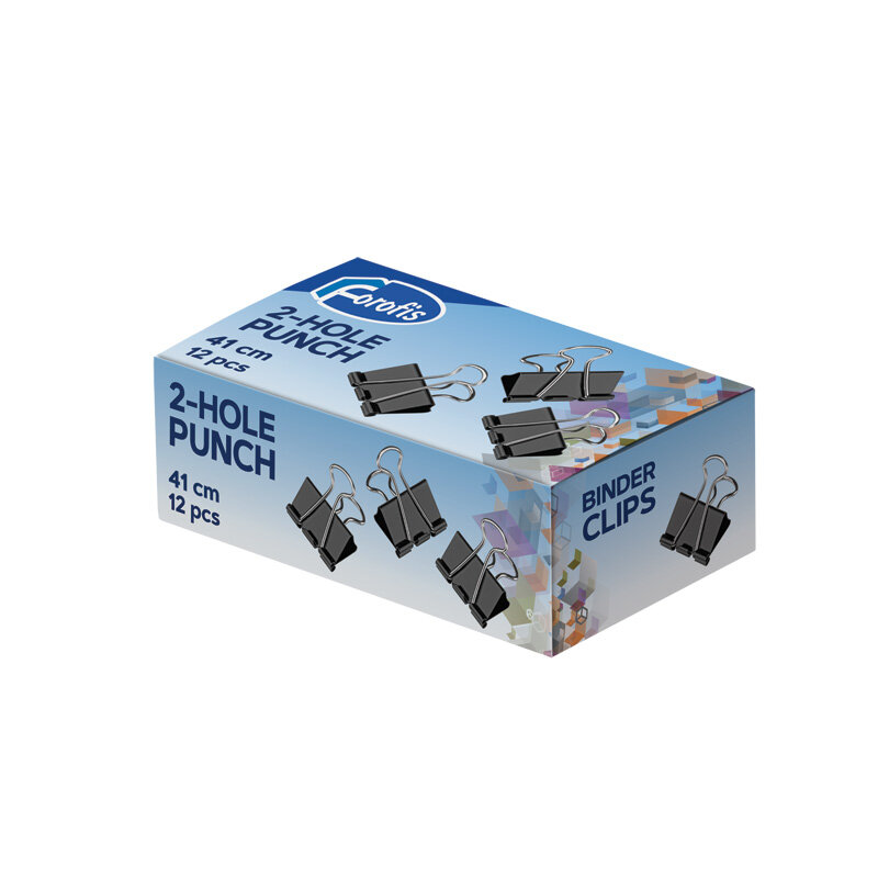 фото Набор черных зажимов для бумаги Forofis, 41 мм, 12 штук