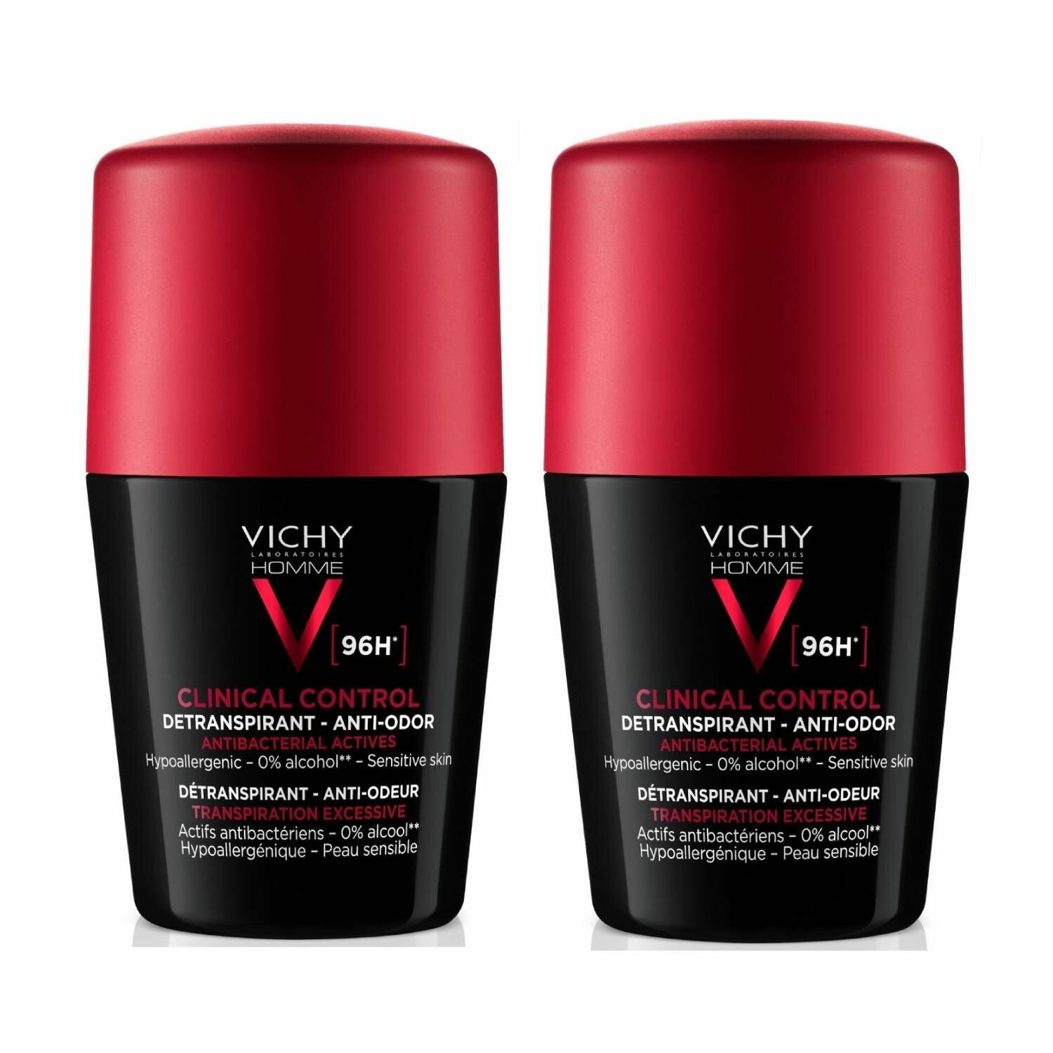 Vichy Дезодорант-антиперспирант Homme Clinical Control 96 ч, 2 х 50 мл