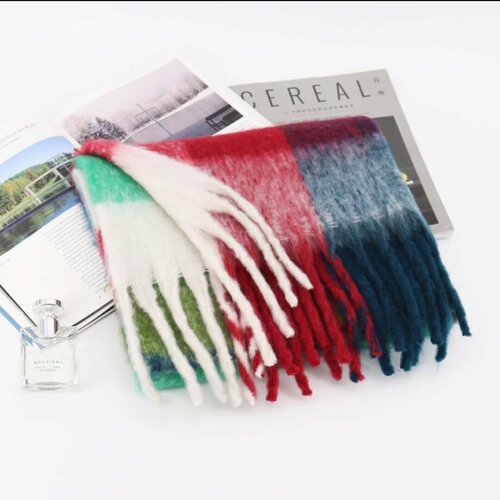 фото Шарф ,210х35 см, one size, синий, белый максвер