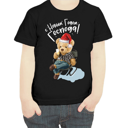 фото Футболка , размер 104, черный нет бренда