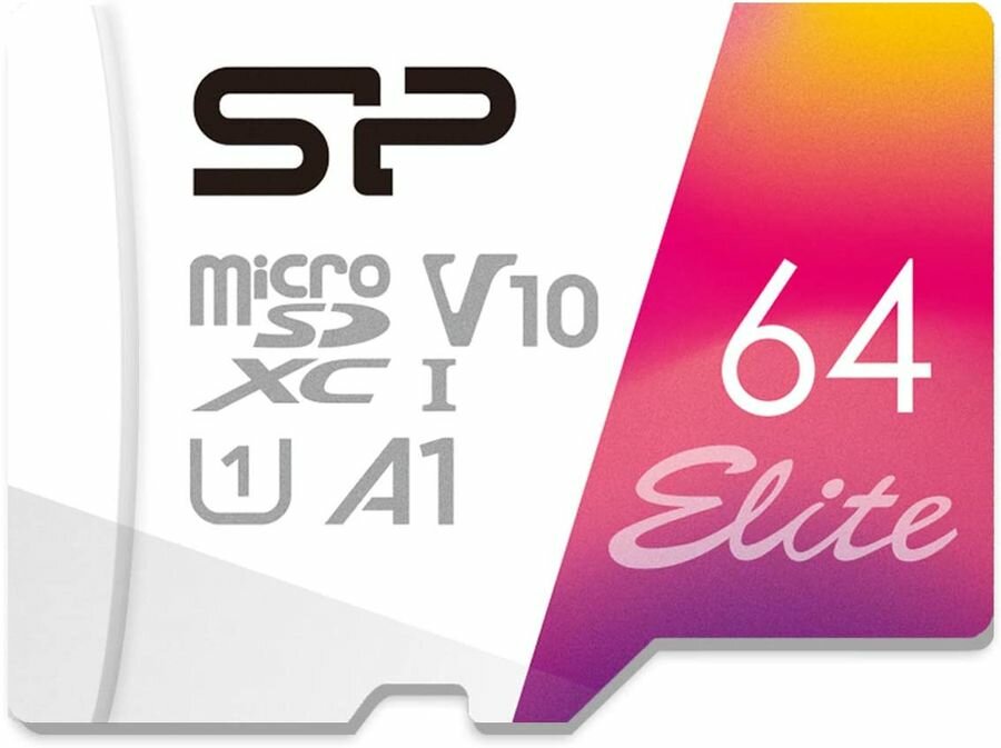 Карта памяти SILICON POWER micro SDXC 64Gb Elite Class 10 UHS-I U1 A1 + ADP (100/10 Mb/s)