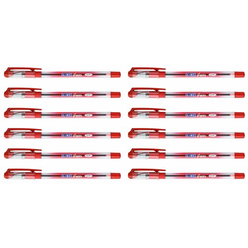 Linc Ручка шариковая Glycer, красная, 0,7 мм, круглый корпус, резиновый грип, цвет корпуса красный, 12 шт.