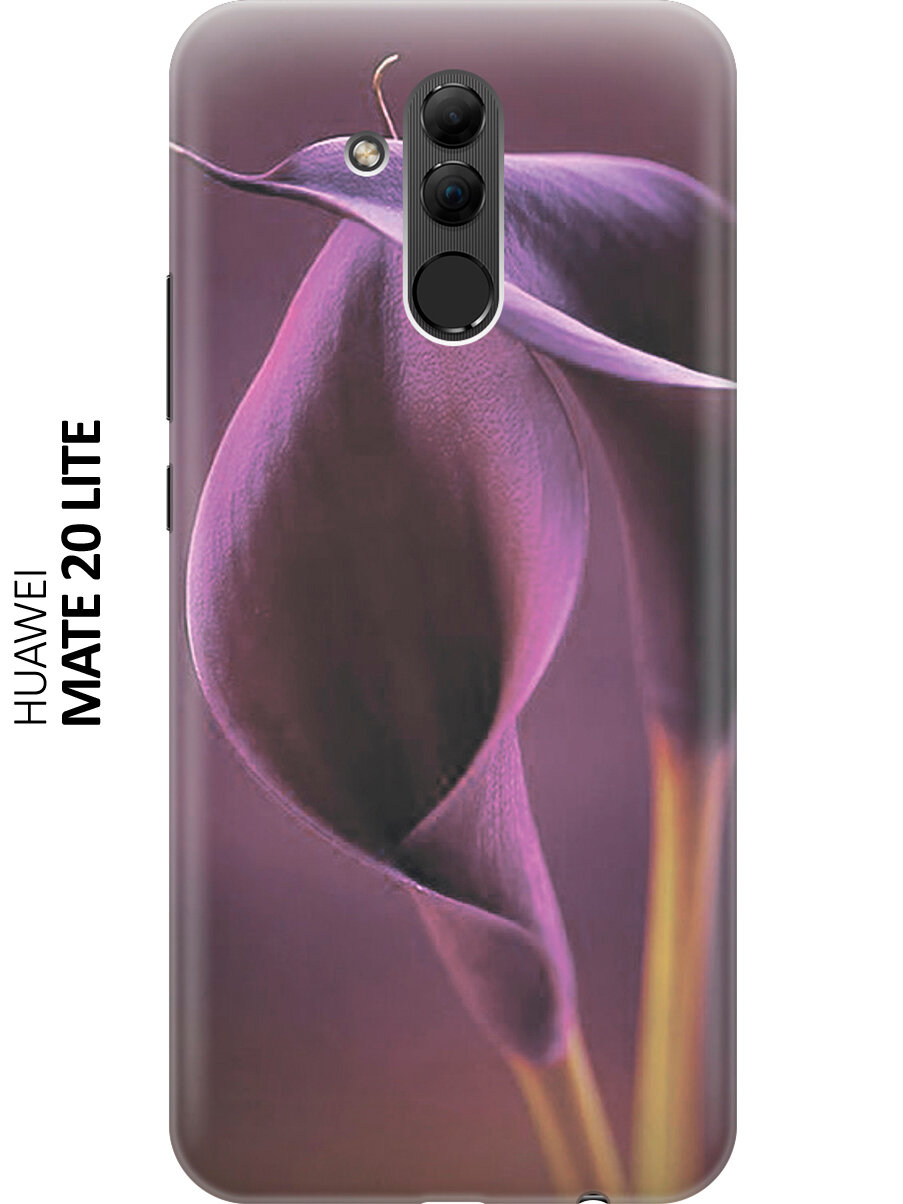 Силиконовый чехол на Huawei Mate 20 Lite / Хуавей Мейт 20 Лайт с принтом "Сиреневые каллы"