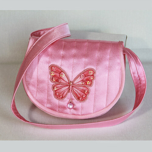 фото Сумка клатч сумка вечерняя голубая "бабочка", фактура гладкая, стеганая, розовый красотуля